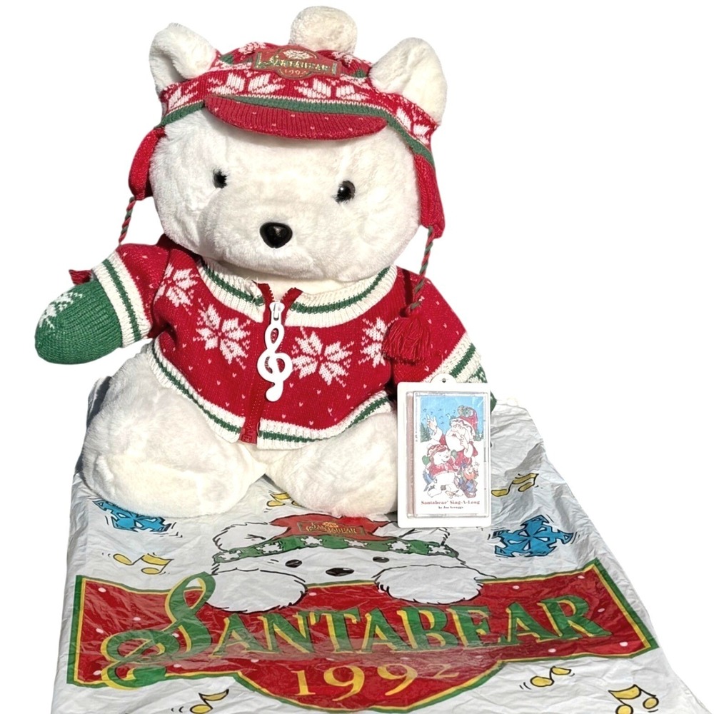 1992 Dayton Hudson Santabear Plush with Original Bag and Sing-A-Long Cassette